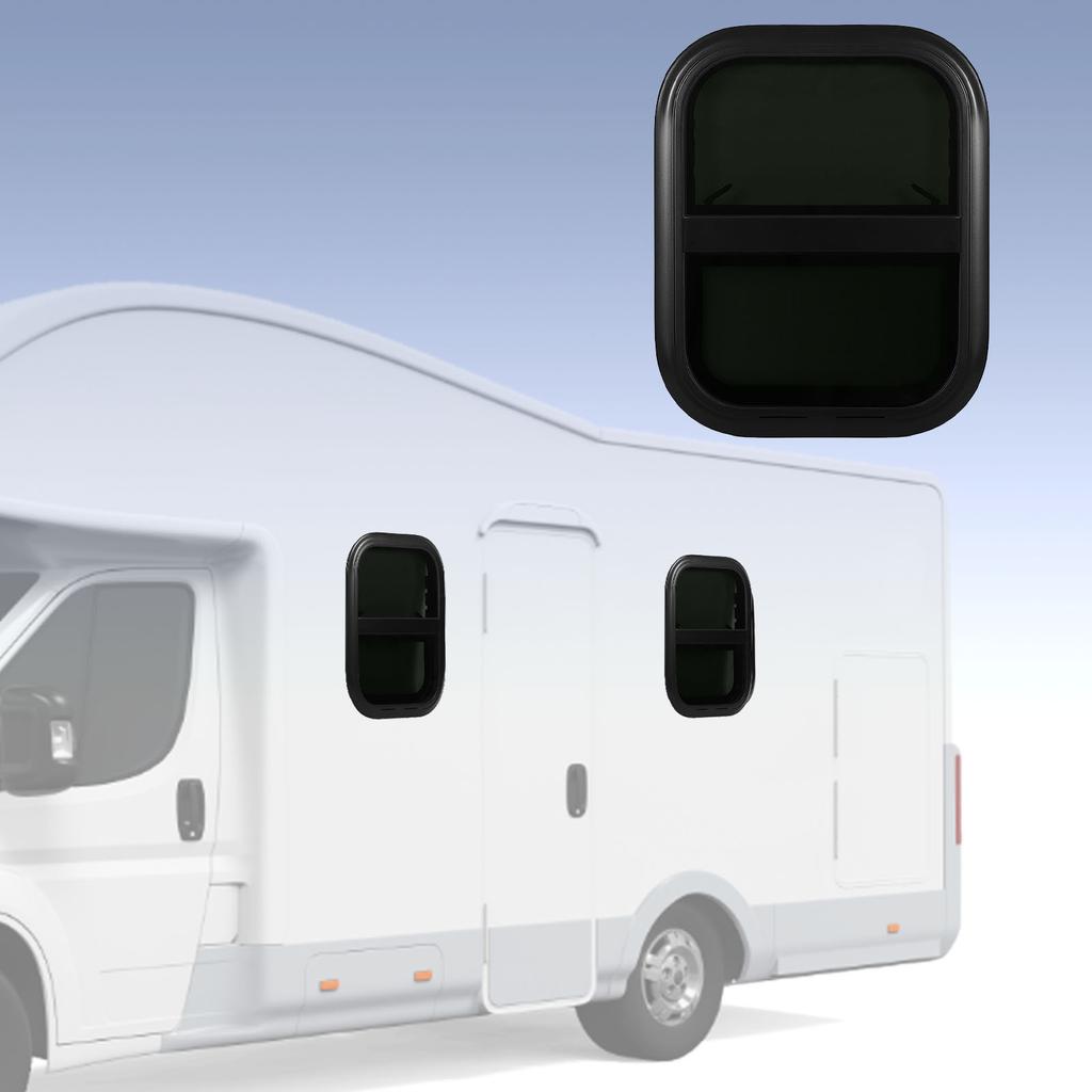 RV Sliding Windows with Screen 440mm H 390mm W Tinted Tempering Glass Waterproof for Motorhome Trailer