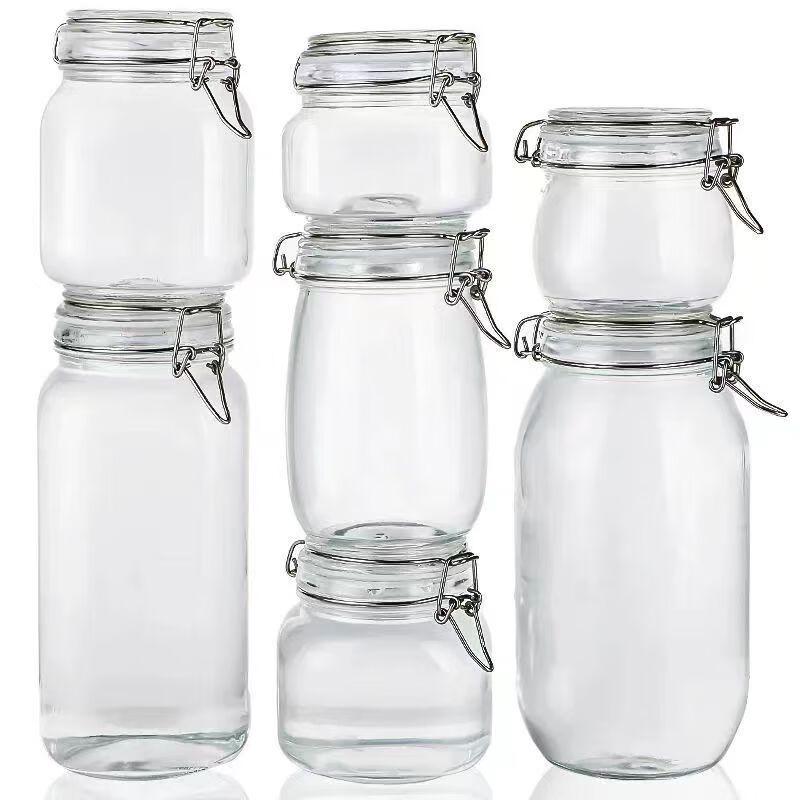 Glass Food Storage Jar with Stainless Steel Clamp