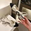 Sheepskin Version~ French Xiaoxiangfeng Bow Bag Head Sandals Thick Heel Back Strap Gentle Temperament Light Mouth Single Shoes Women