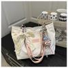 Korean Style Faux Leather Tote Bag for Women Large Capacity Commuter Shoulder Handbag