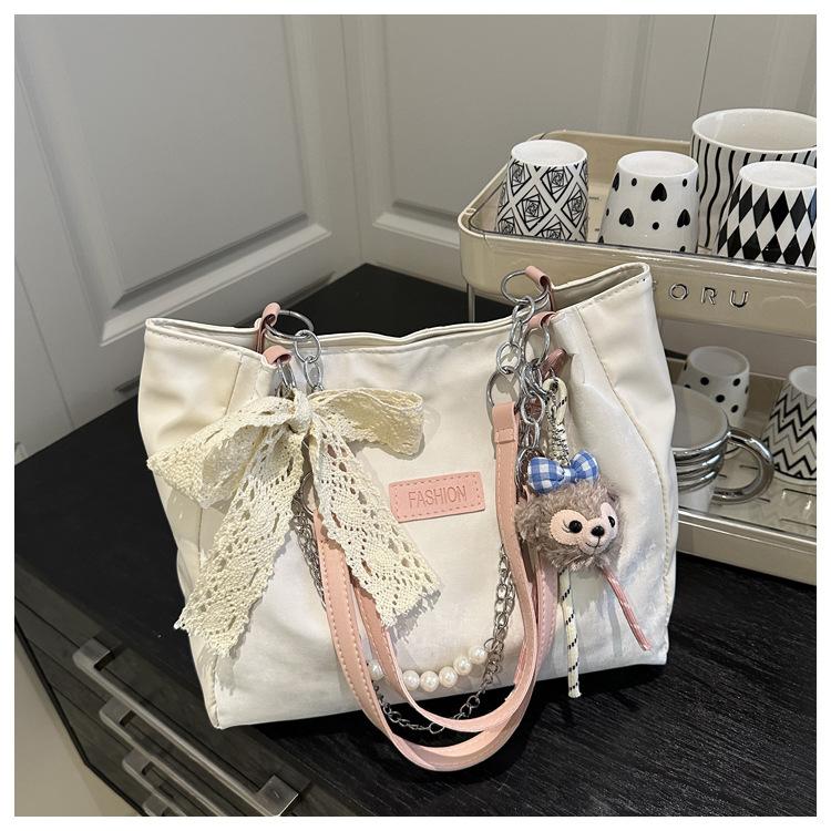 Korean Style Faux Leather Tote Bag for Women Large Capacity Commuter Shoulder Handbag