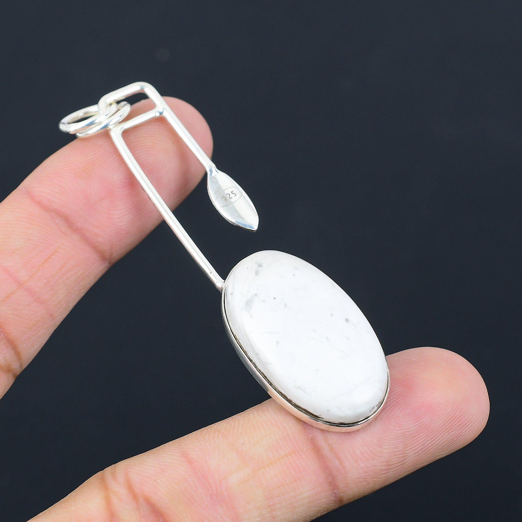 

Natural Howlite Gemstone Indian Jewelry 925 Sterling Silver Pendant For Women
