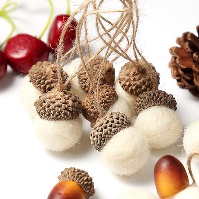 10 Stück Hängende Eichel-Dekoration Filz-Eichel-Ornamente Filz-Eichelkugel-Girlande Herbst Erntedankfest für Baum mit Seil Weihnachten Bauernhaus Kaminsims Wanddeko