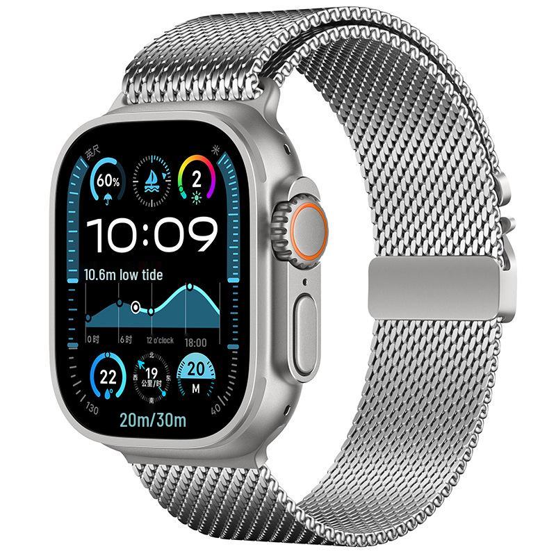 Kompatibel mit Apple Watch 11: Fallschirmschnalle Milanese Edelstahlarmband, Ultra 3 Metallarmband