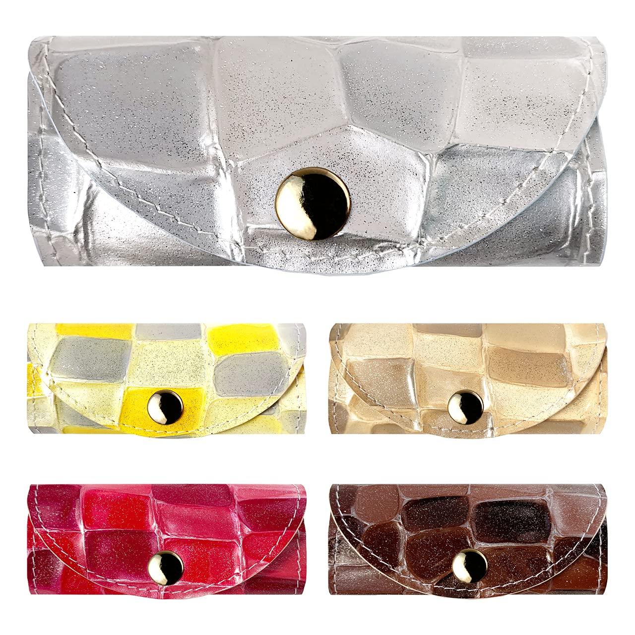 

Leo&Aoi Leather Smart Key Case, Genuine Leather, Women s, 4-Ring Enamel, 2nd Stained Glass Design, Silver Gray
