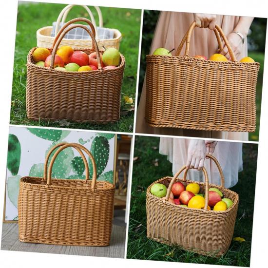 BESPORTBLE 1pc Woven Basket Outdoor Basket Baskets Basket for Fruit Large Woven Baskets for Storage Flower Woven Basket Wicker Basket with Plastic