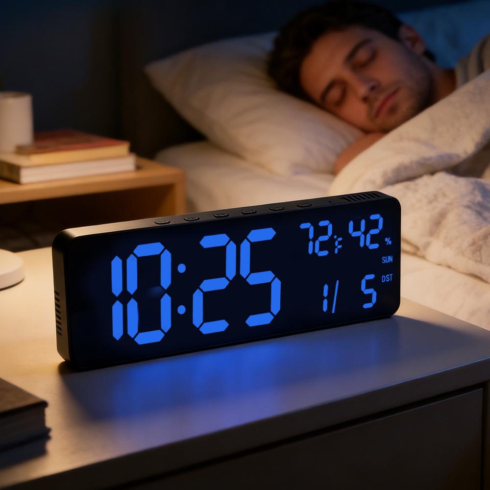 RGB Bluetooth Synchronizing Wall Clock: Smart Luminous Alarm & Perpetual Calendar