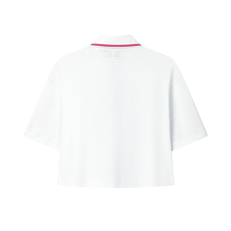 FILA × KOLOR BEACON Fashion Versatile Polo Shirt Women tops Obsidian-White F11W636105FWT