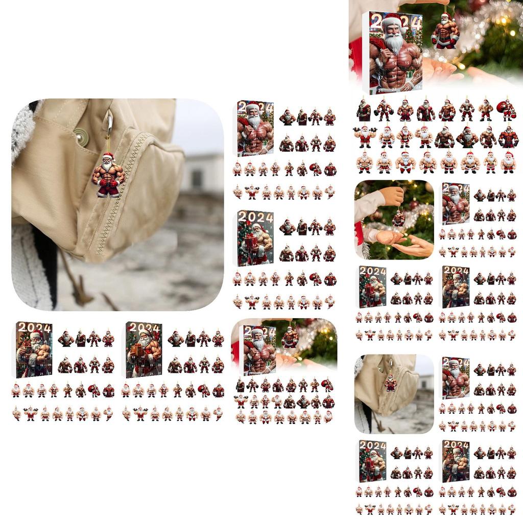 Unique Muscular Santa Claus Acrylic Christmas Ornament Mini Blind Box Set Ideal For Festive Decor