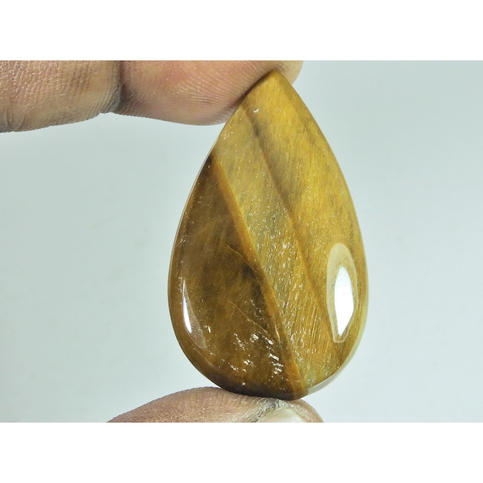 24X41X06 MM Natural Tiger Eye Pear Cabochon Loose Gemstone 49Cts. B-383