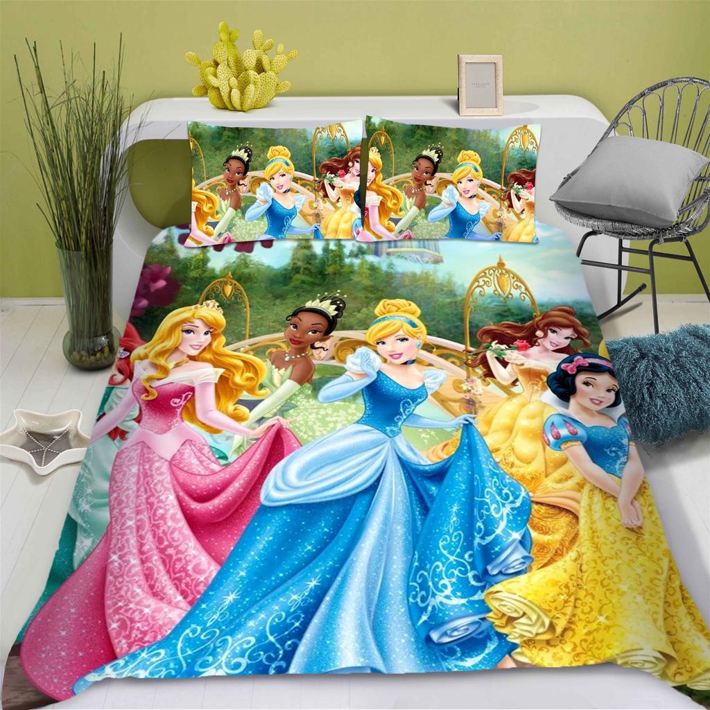 Princess Series Duvet Cover Set Printed Bedding 3d Children'S Bedding Set Cute Printed Cartoon Quilt Cover Anime Home