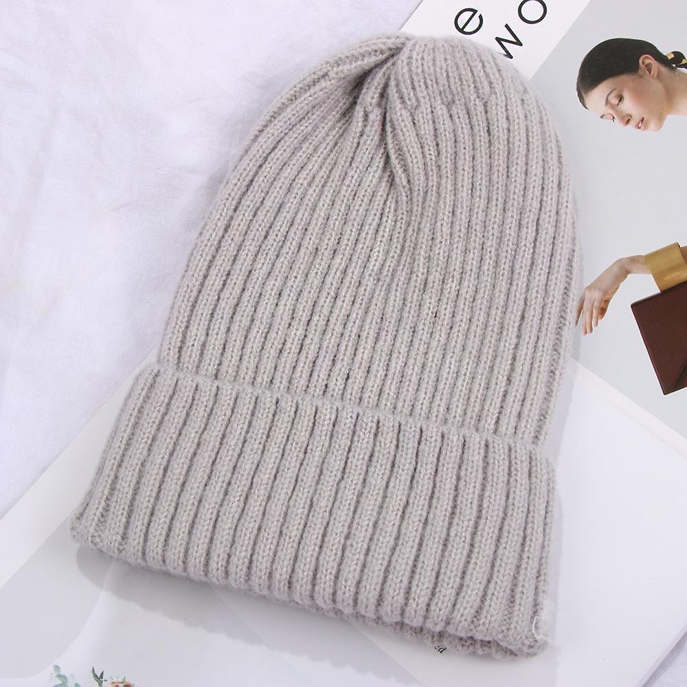 Solid Color Casual Hat Soft Wool Knit Beanies Slouchy Bonnet Hedging Cap Ski Hat