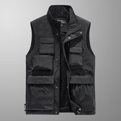 Gilet d'extérieur printemps et été pour hommes, pêcheur, photographe, ample, décontracté, pince à cheval, grande taille, multi-poches, tactique, veste