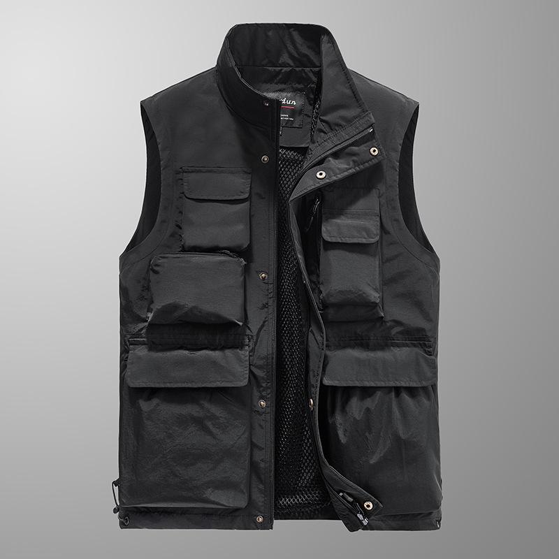 Spring and Summer Outdoor Vest Men's Fishing Photographer Loose Casual Horse Clip Large Size Multi-pocket Tactical Vest Jacket