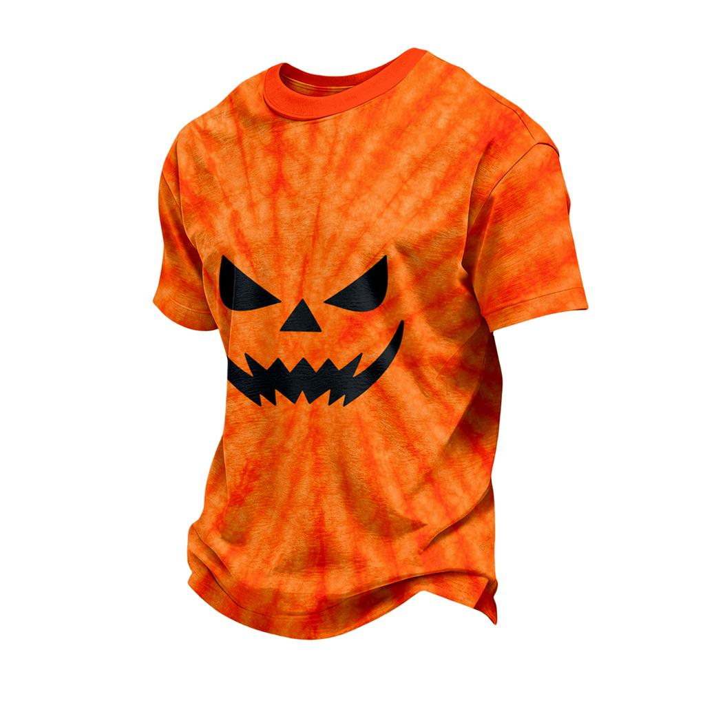 Heren Casual T-shirt met Korte Mouwen en Halloween Print voor Feestdagen