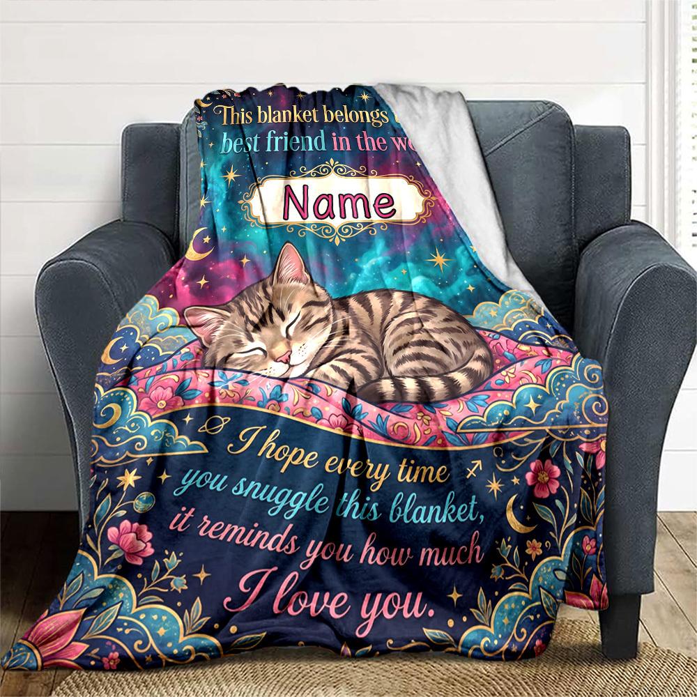 Friendship Endures Distance Customized Name Birthday Plush Blanket Suitable For Both Men And Women Digital Printing Fantasy Theme All Seasons