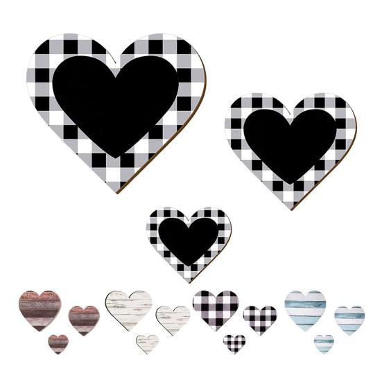 3 Pcs Wooden Heart Wall Decor Vintage Heart Shaped Wall Sign Rustic Hanging Love Plaque for Kitchen Bedroom Bathroom Living Room Farmhouse Decor