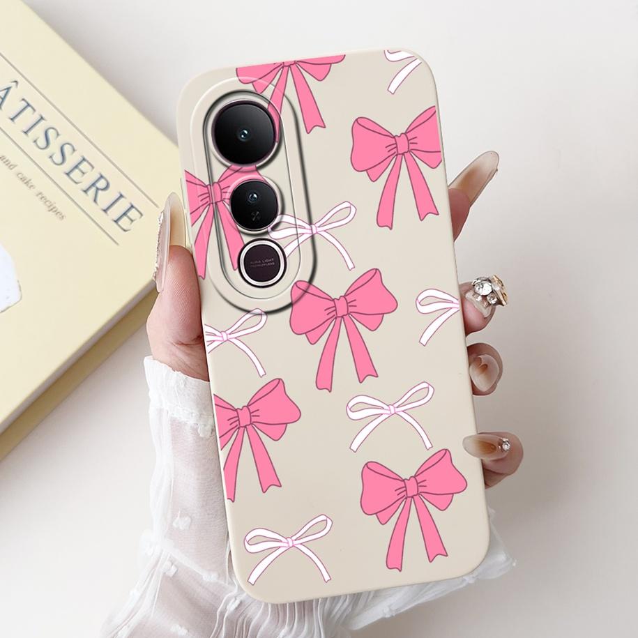 Pro Vivo V50 Lite 4G Pouzdro V2441 Kryt Luxusní Mašlička Malované Měkké Tekuté Silikonové Pouzdro na Telefon Pro Vivo V50 5G V 50 V50Lite Fundas