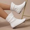 Size 36-42 Autumn Women Leather Short Boots Slip on Pleated Round Toe Low Heel Women's Boots Botines Para Mujeres Botas