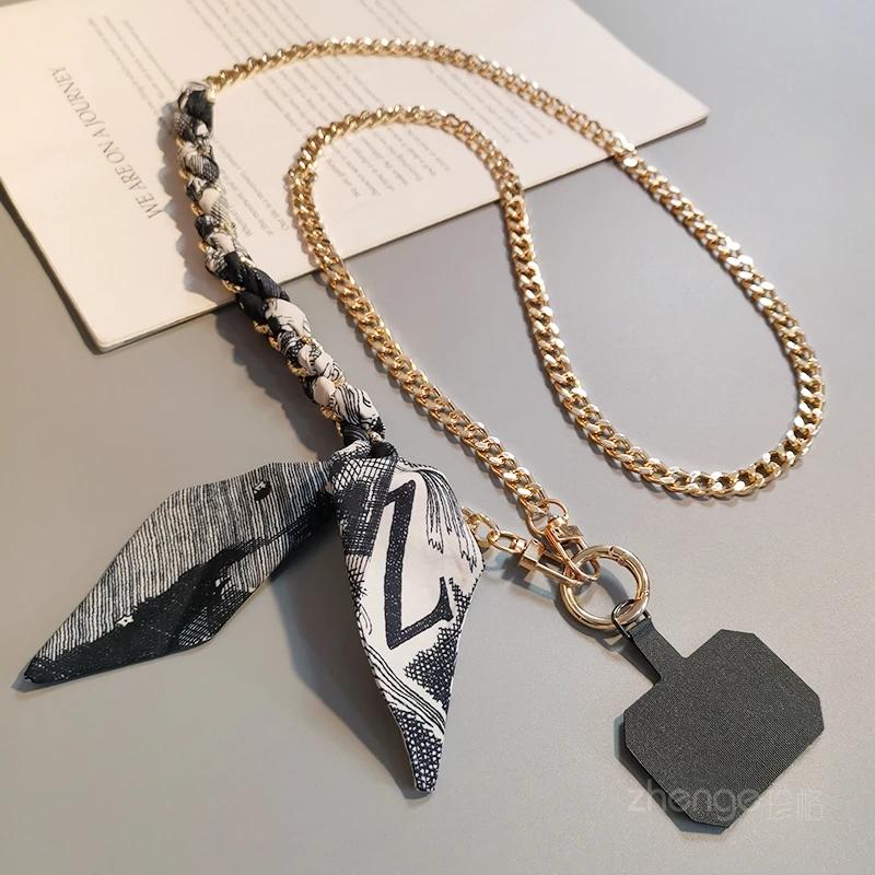 Cross Scarf Chain Lanyard Cross-body Lanyard Metal Chain Clip Mobile Phone Case Universal Lanyard Mobile Phone Phone Pendant