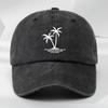 Vintage Washed MenS Baseball Cap with Palm Tree Print Casual Outdoor Sports Sun Hat 100 Textile Material Hand Washable