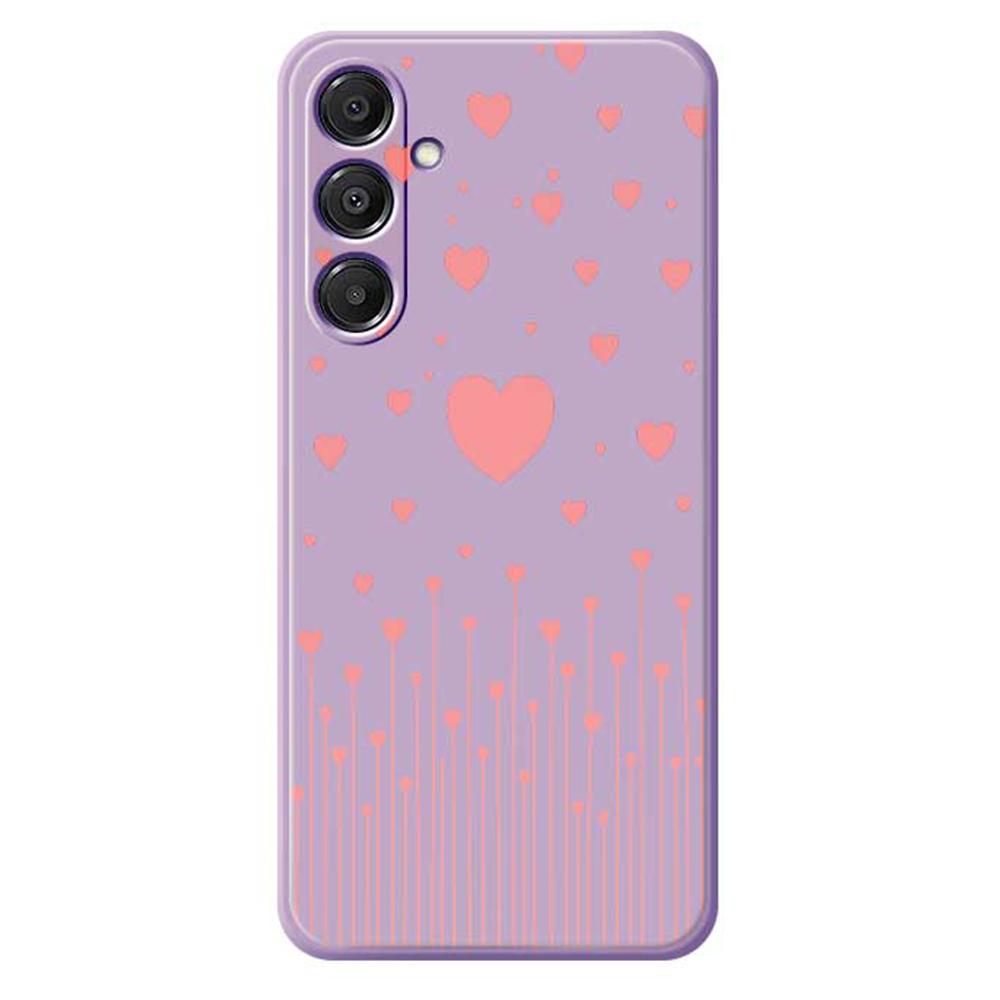 

For Samsung Galaxy A16 5G/4G Case Pink Love Pattern Printing Straight Edge TPU Phone Back Cover Purple