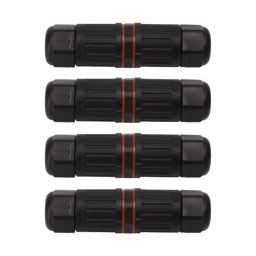 4PCS Electrical Connector Waterproof 3 Pin 10A Flame Retardant PA66 Rubber Washer Wire Connector