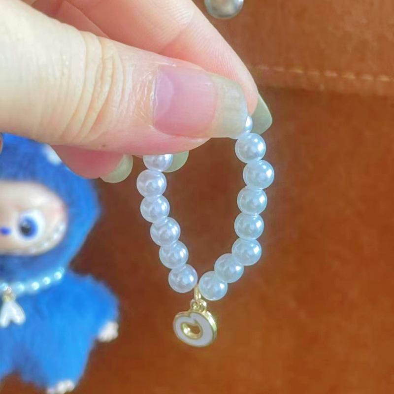 Mini Labubu 4th Gen Pearl Necklace with 26 Letter Pendant and Pendant Accessories for Doll Clothes