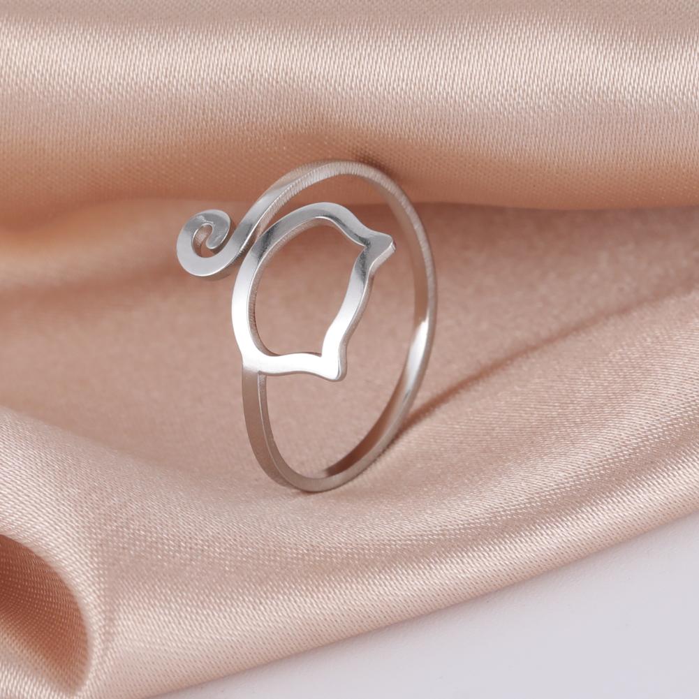 Lucktune Stainless Steel Adjustable Ring Minimalist Cat Paw Snake Cute Animal Ring for Women Fashion Kpop Jewelry Gift Wholesale