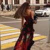 2025 Sommer Damen Sexy Print Spitze Sling Unregelmäßiges Slim Fit Schleppenkleid