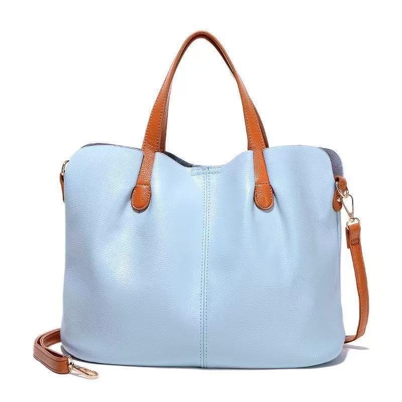 

2025 Fashionable Large Capacity Crossbody Bag for Women - Soft Leather Mother-and-Child Commuter Shoulder Handbag 32cm x 15cm x 26cm небо синє кольору