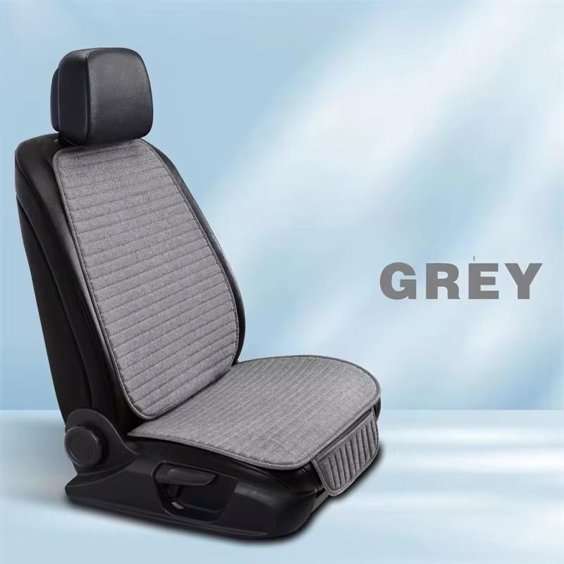 Linen Car Seat Cover  Soft & Breathable Front Premium Seat Cushion with Non-Slip Protector Universal Fits Most Cars - 1 Unit