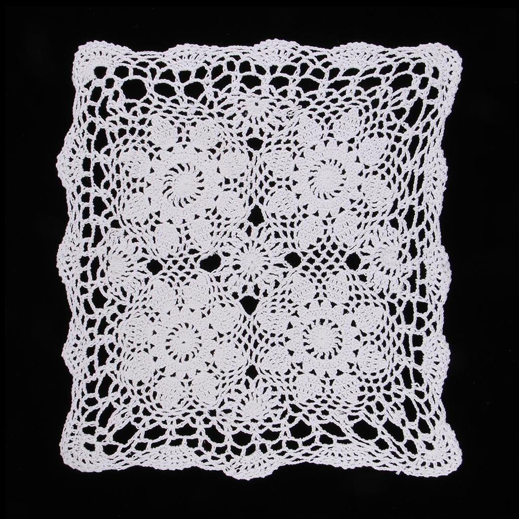 Cotton Lace Crochet Doilies Placemat Flower Square Shape Table Mat Coaster 40x40cm