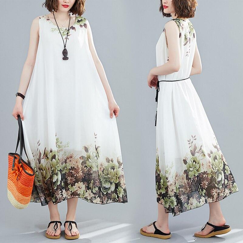DIMANAF 2021 Abito da donna Prendisole Donna Vintage Chiffon Cintura  floreale Maxi Coreano Elegante gilet senza maniche Bianco Estate Nuovo  Vestito acquista in modo economico — spedizione gratuita, recensioni reali  con foto — Joom