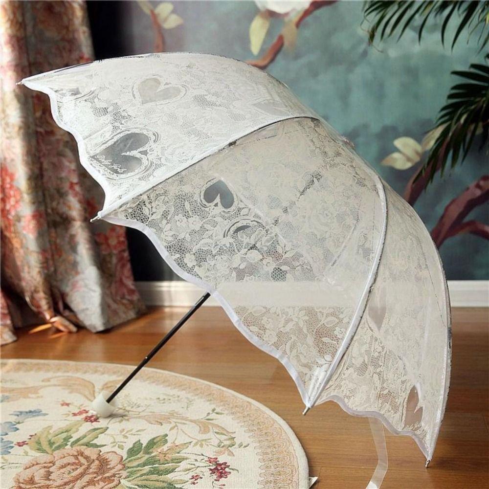 Transparent Love Flower Girl Umbrella Large Bride Umbrella Kids Sun Umbrella  for Photo Prop