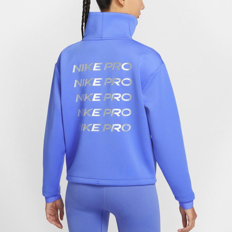 Nike Pro Sweatshirts Women's Blue Stand Collar Moderate Regular IQ3947-570