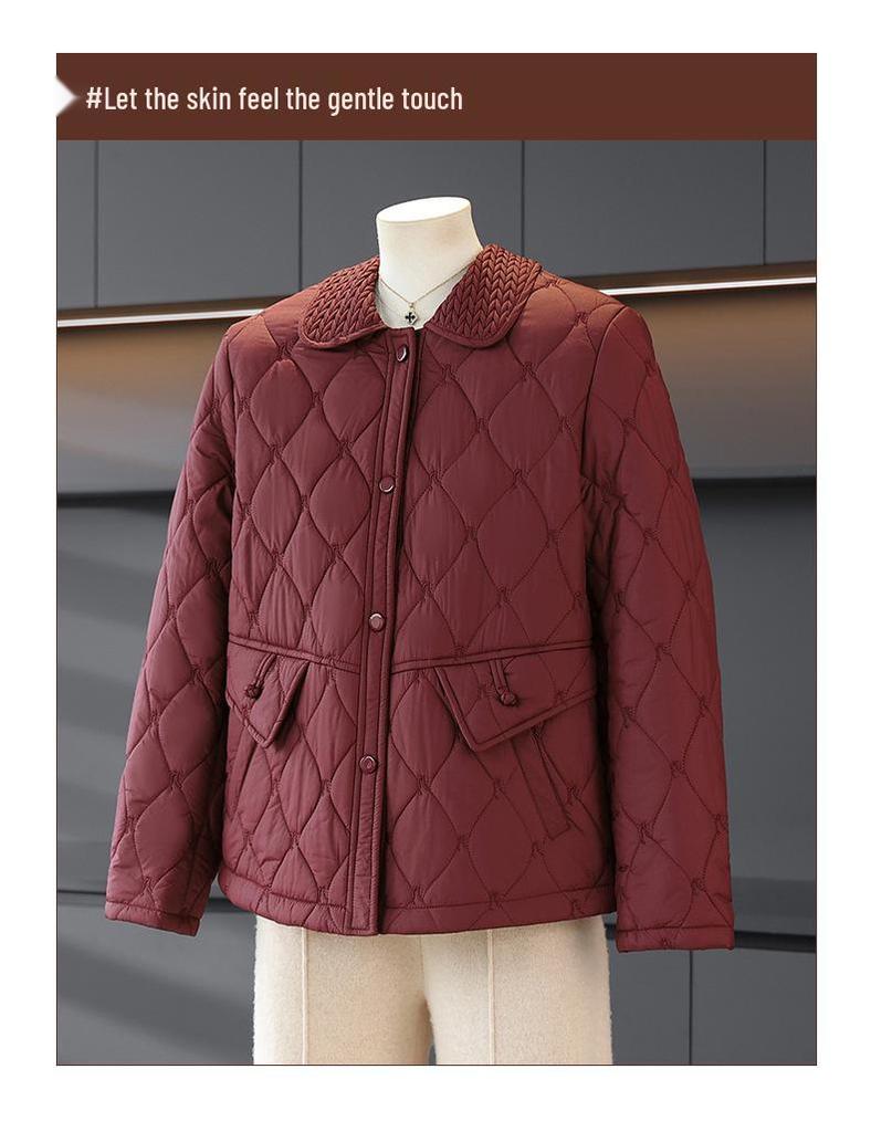 2025 New Lightweight Autumn/Winter Quilted Jacket for Petite Middle-Aged and Elderly Women, Warm Cotton Coat for Ages 40-50.