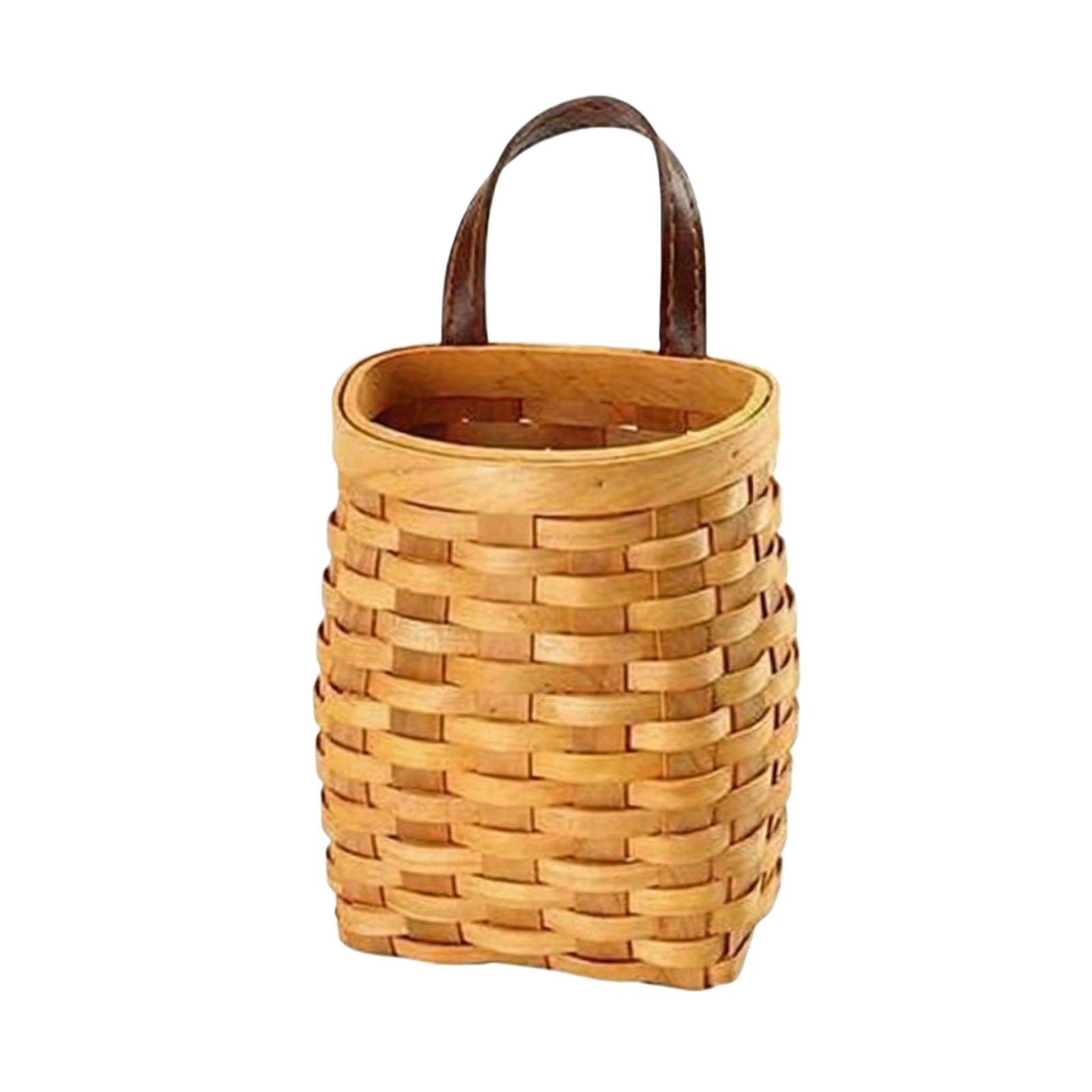 Handmade Wooden Wall-mounted Woven Storage Basket, Wall-mounted Storage Basket, Flower Holder Behind Door, Tote Basket