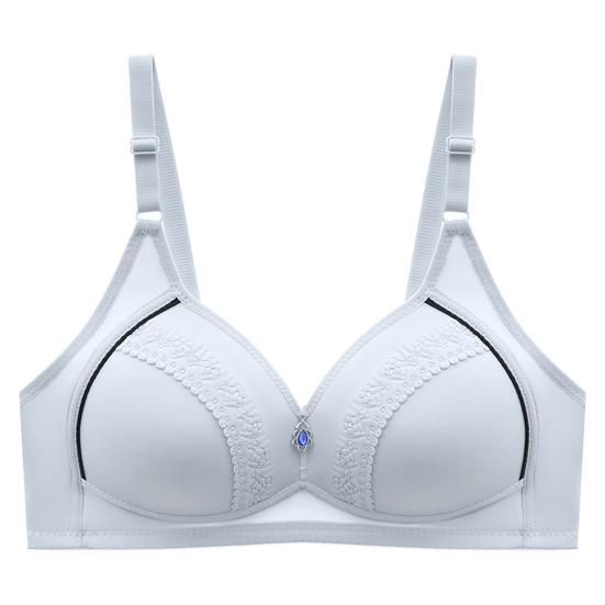 Sutiã feminino sem fio macio respirável anti-agarramento seios strass decoração elástico fecho nas costas suporte alça de ombro larga sutiã mãe de meia idade