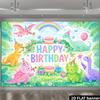 2D Flat Dinosaur-themed Birthday Party Banner Background Suitable for Indoor and Outdoor Birthday Celebrations