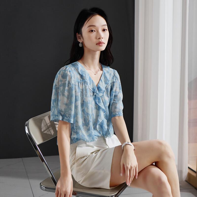 SOFSIL Women s V-Neck Pleated Summer Blouse XL