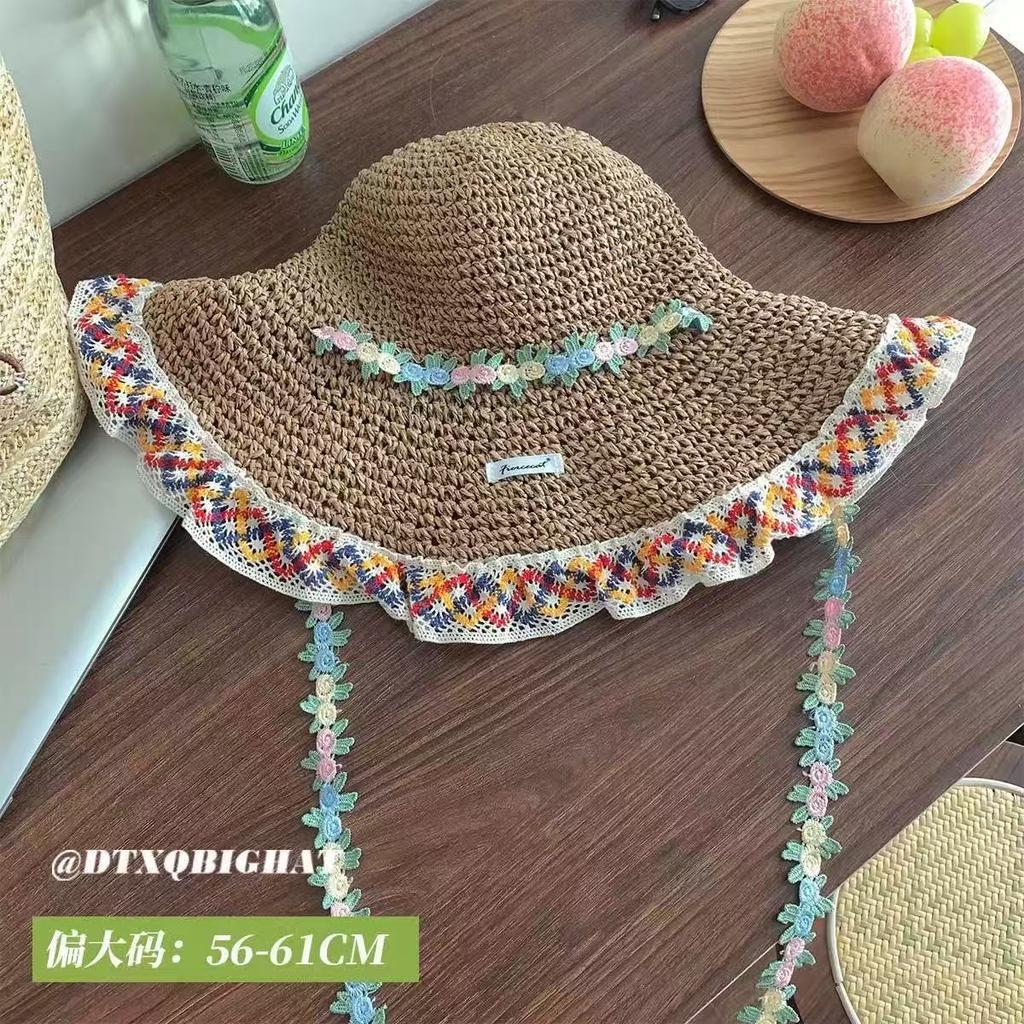 New summer versatile outdoor visor big brim bucket hat portable sunscreen sun hat bow women's hat