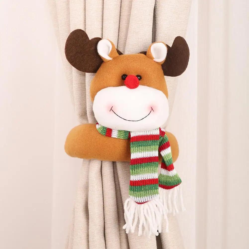 Christmas Curtain Buckle Santa Elk Elf Doll Xmas Ornaments Santa Claus Snowman Elk Shape Curtain Tieback Navidad New Year 2025