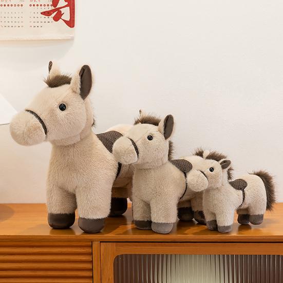 Horse Plush Doll Soft Stuffed Animal Toy Realistic Pony Desk Ornament Classic Birthday Gift for Children