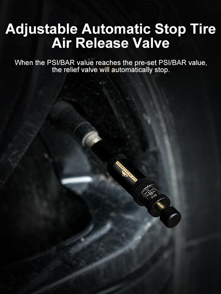 4pcs Adjustable Auto-Stop Tire Deflator Valve Sets(10-30 PSI)Screw-on Tyre Air Down Tool for Vehicles Motorcycle Offroad 4x4