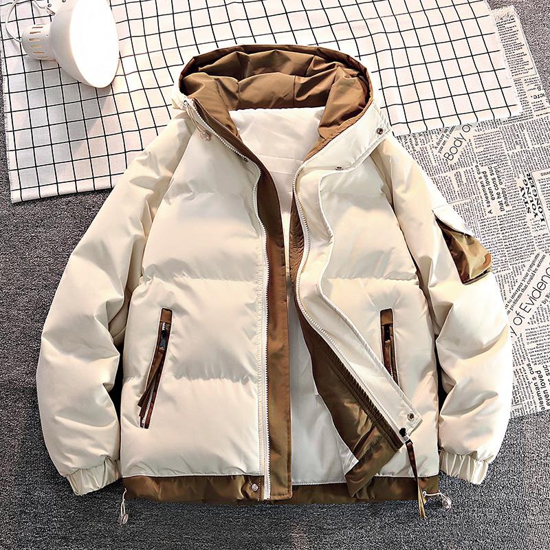 Fashion Men Casual Solid Color Hooded Parkas Male Black Khaki Warm Male Coat Padded Jacket Men Winter Parkas Thick Jacket Coats
