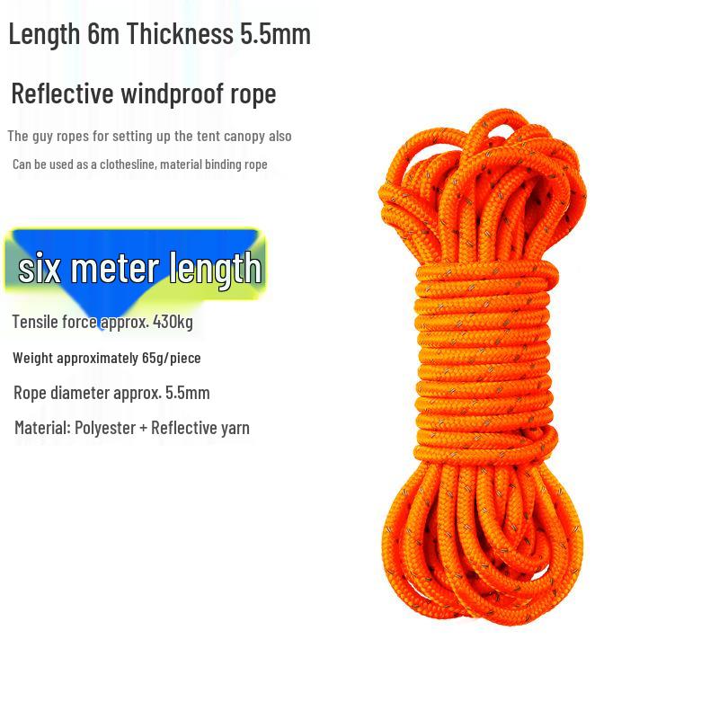 Reflective Wind Rope for Camping Tents - 4mm & 6mm Guy Rope