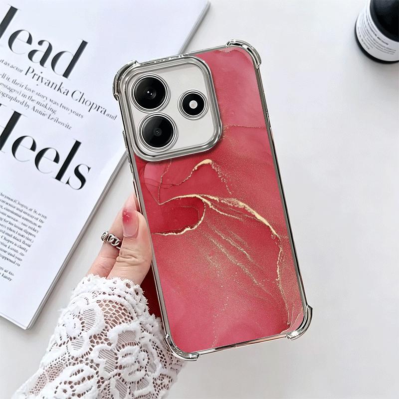 

Gold Granite Marble Pattern Plating Phone Case For Xiaomi Redmi Note 14 15 Pro Plus 13 12 11 11S 11T 10 9S 9 5G Anti-Fall Airaba Redmi Note 15 Pro 5G