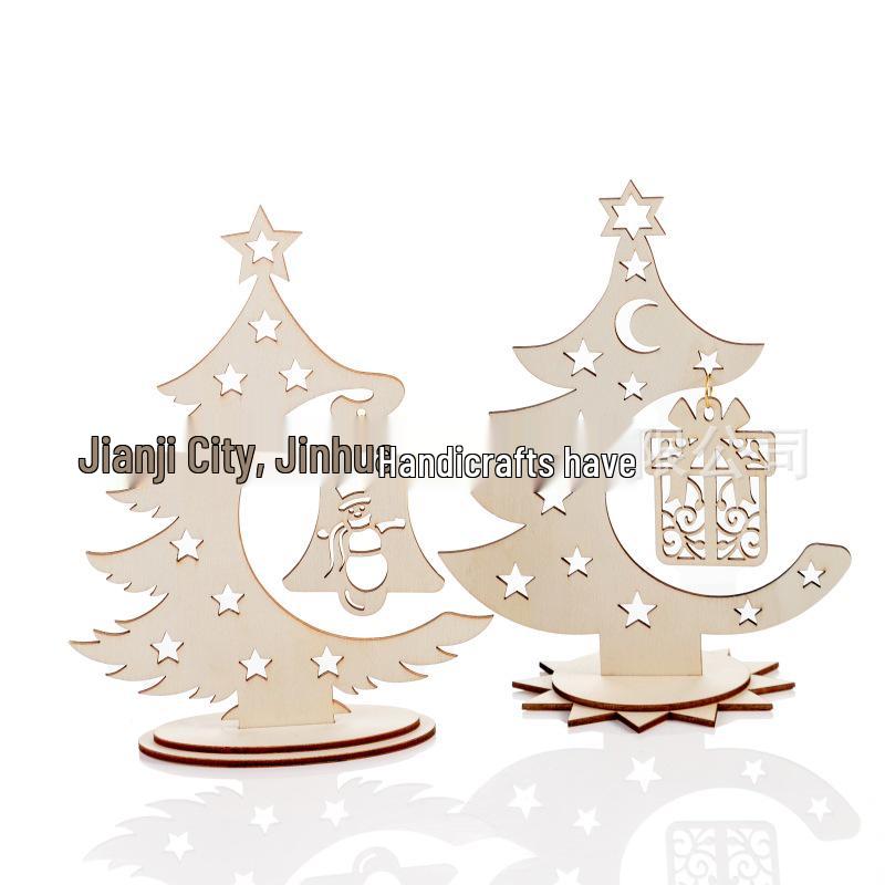 DIY Wooden Christmas Tree Desktop Ornaments Display Stand