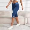 Women's Plus Size High Waist Stretch Skinny Jeans - Button-Up, Solid Color, Casual Summer Street Fashion Shorts